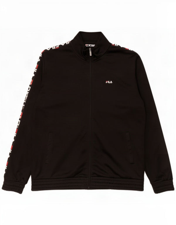 Fila Mens Graphic Tracksuit Top Jacket 2XL Black Polyester
