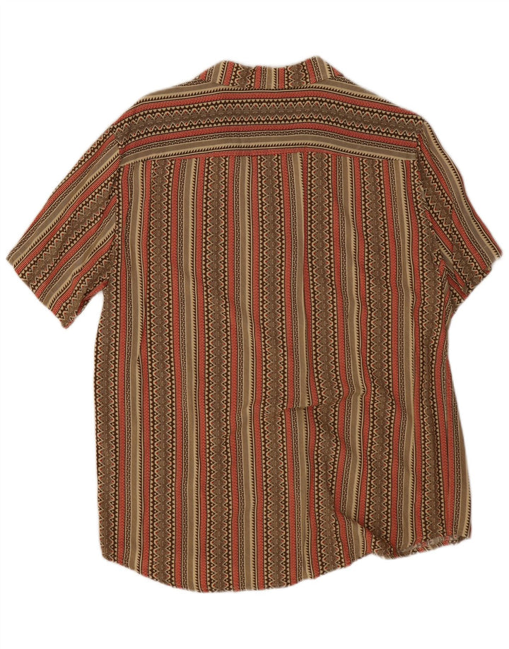 Pier One Mens Short Sleeve Shirt Medium Khaki Striped