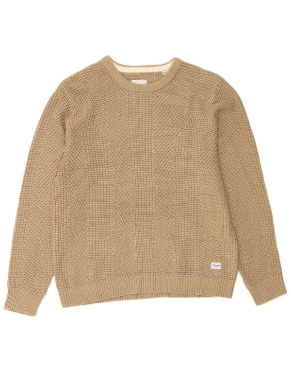 Jack & Jones Mens Crew Neck Jumper Sweater 2XL Beige Acrylic