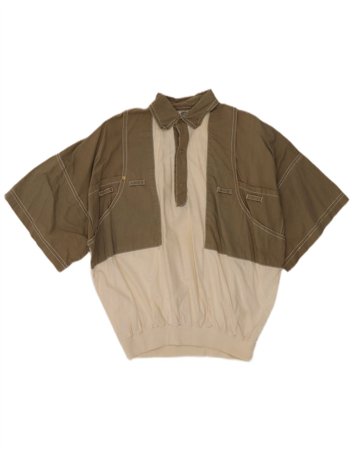 New Fast Mens Short Sleeve Pullover Shirt EU 48/50 Medium Khaki Colourblock