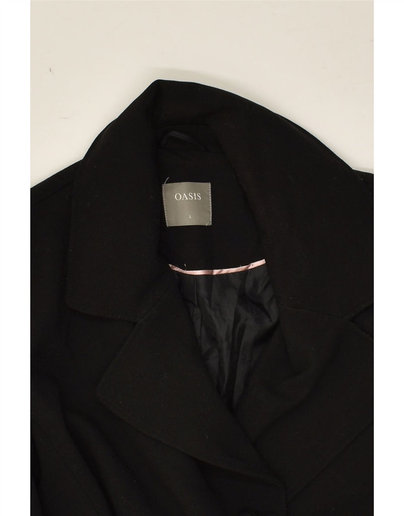 OASIS Womens Overcoat UK 14 Large Black Polyester | Vintage Oasis | Thrift | Second-Hand Oasis | Used Clothing | Messina Hembry 