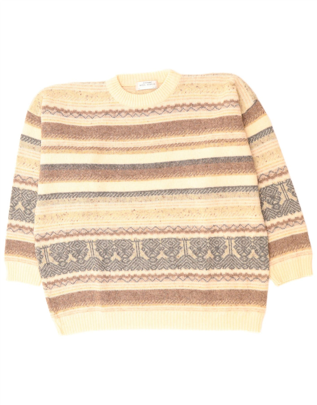 ST. BERNARD Mens Crew Neck Jumper Sweater Size 44/46 XL Beige Fair Isle