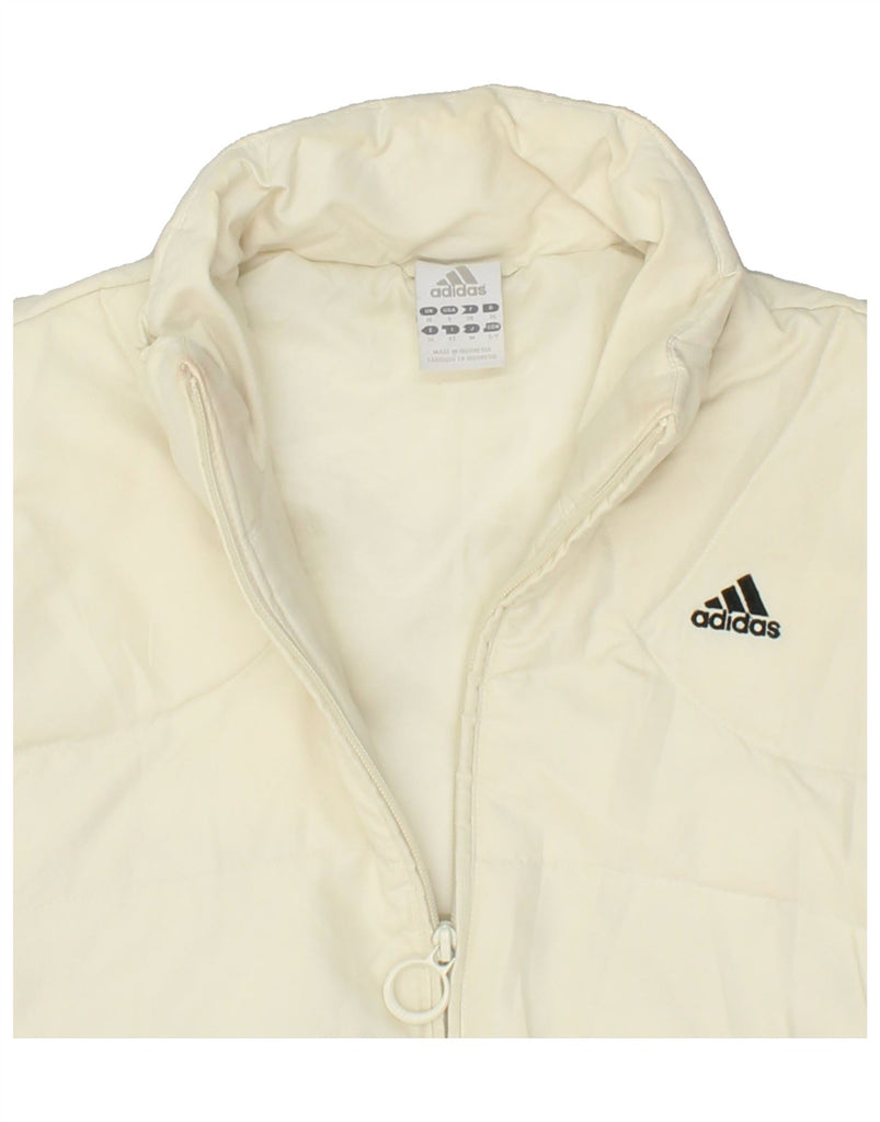 ADIDAS Womens Padded Jacket UK 10 Small Off White Polyester | Vintage Adidas | Thrift | Second-Hand Adidas | Used Clothing | Messina Hembry 