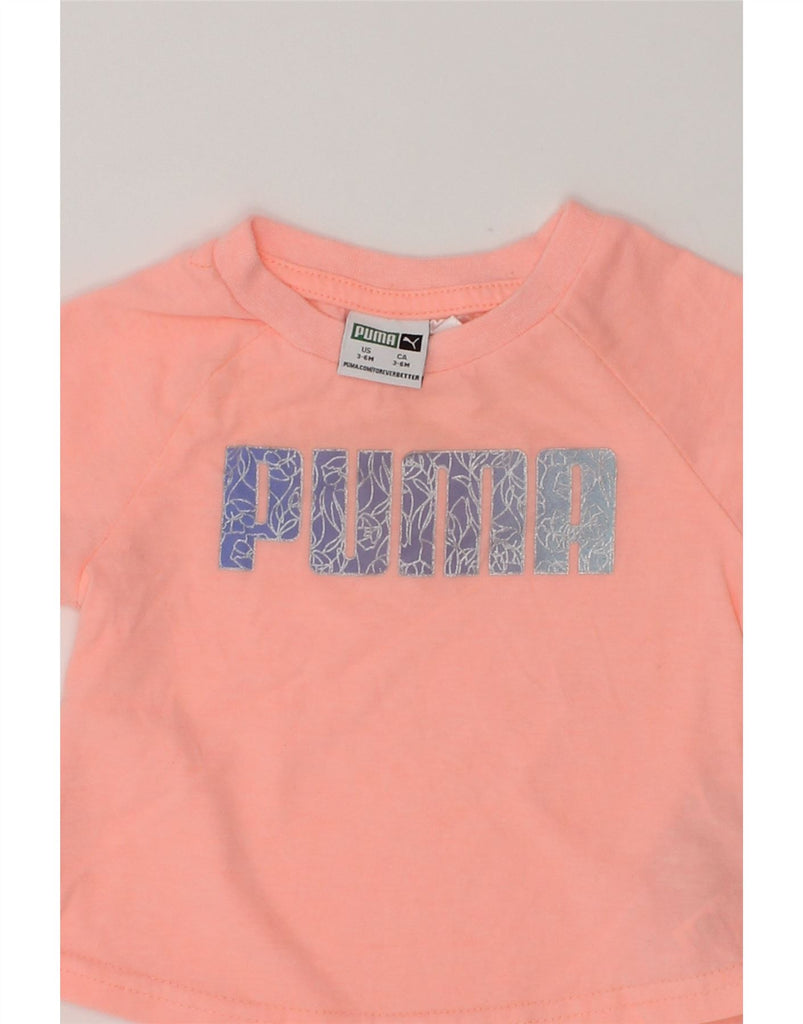PUMA Baby Girls Graphic T-Shirt Top 3-6 Months Pink Cotton | Vintage Puma | Thrift | Second-Hand Puma | Used Clothing | Messina Hembry 
