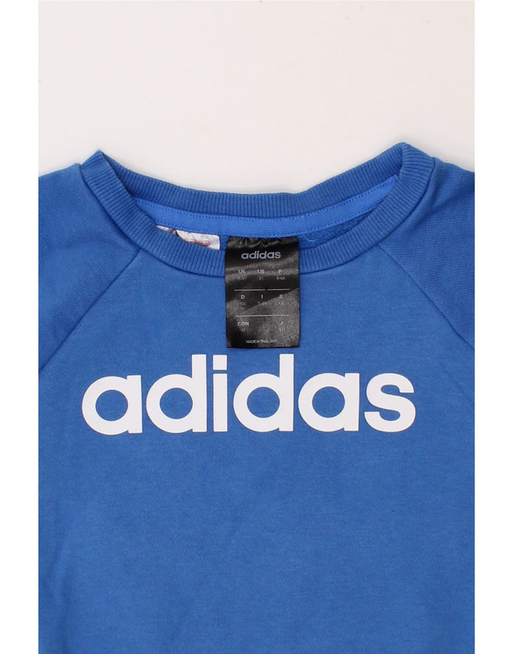 ADIDAS Boys Graphic Sweatshirt Jumper 3-4 Years Blue Cotton Vintage Adidas and Second-Hand Adidas from Messina Hembry 
