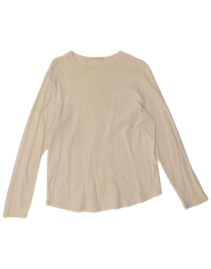 Marks & Spencer Womens Top Long Sleeve UK 16 Large Beige Cotton