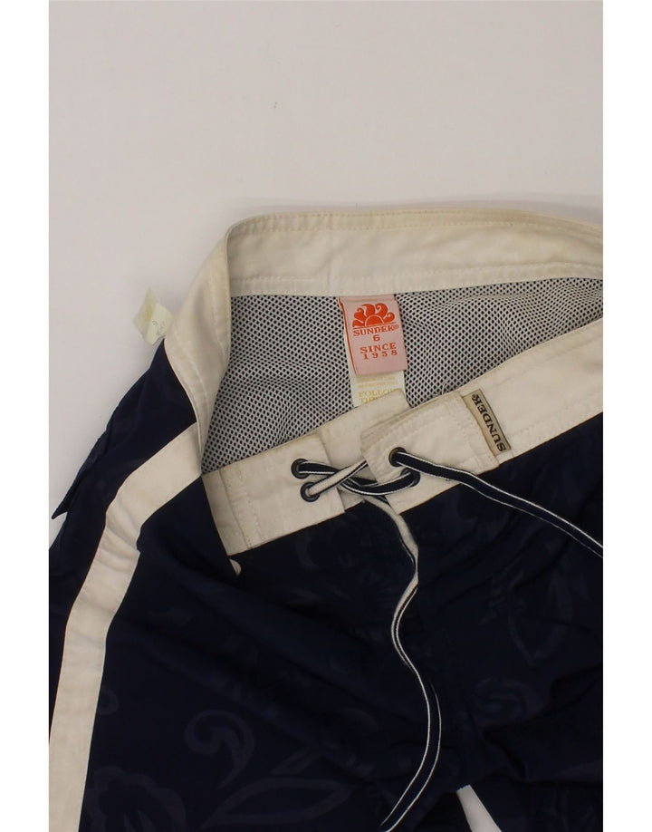 SUNDEK Boys Swimming Shorts 5-6 Years  Navy Blue Floral Polyester Vintage Sundek and Second-Hand Sundek from Messina Hembry 
