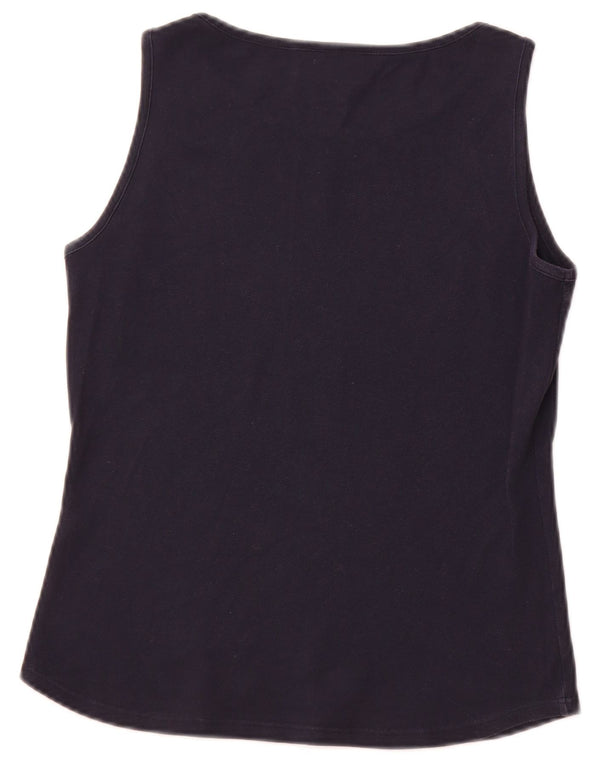 LACOSTE Womens Vest Top Size 42 Large Navy Blue Cotton