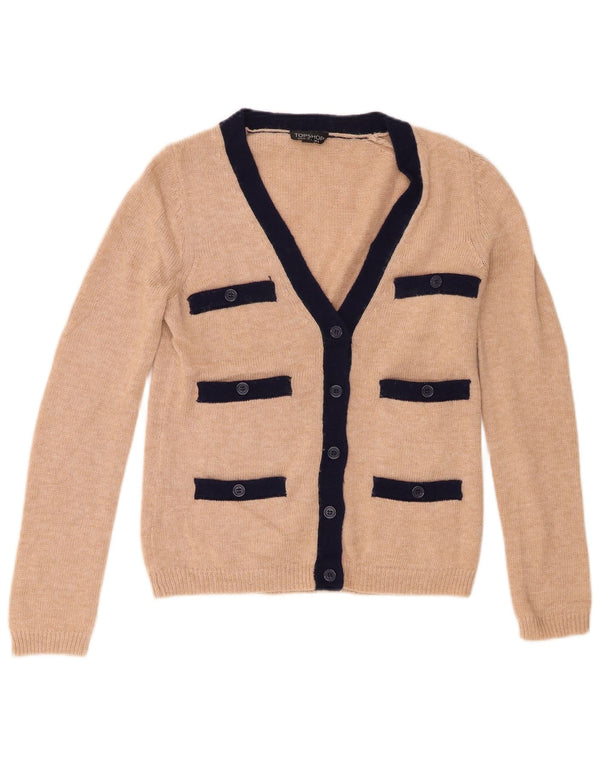 Topshop Womens Cardigan Sweater UK 8 Small Beige Acrylic