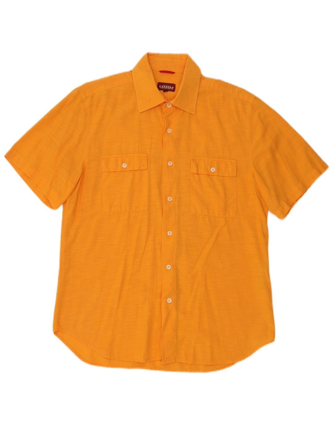 Carrera Mens Short Sleeve Shirt Large Orange Flecked Cotton