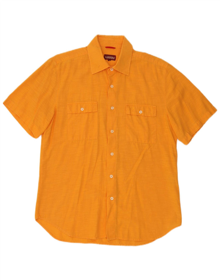 Carrera Mens Short Sleeve Shirt Large Orange Flecked Cotton