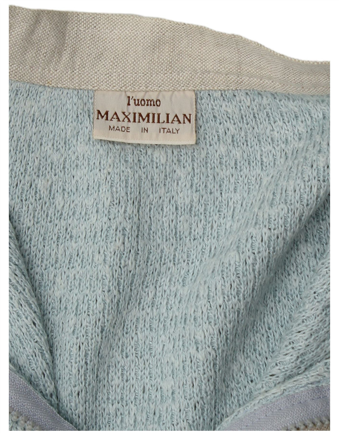 Maximilian Mens Full Zip Cardigan Sweater Large Blue Colourblock