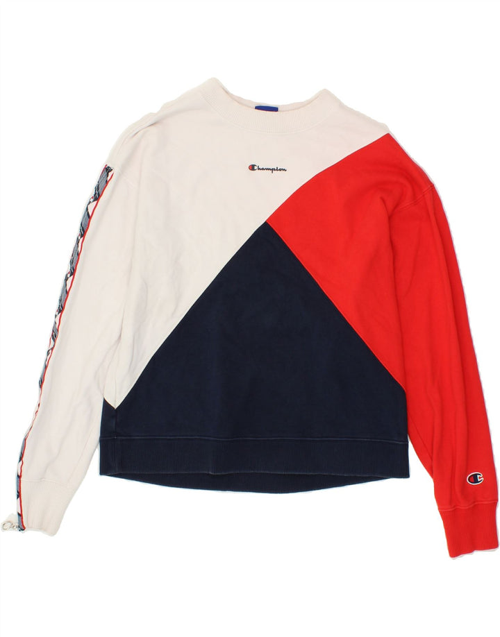 CHAMPION Womens Graphic Sweatshirt Jumper UK 10 Small Multicoloured Vintage Champion and Second-Hand Champion from Messina Hembry 