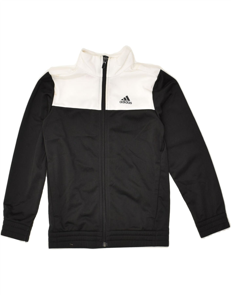 ADIDAS Boys Tracksuit Top Jacket 7-8 Years Black Colourblock Polyester | Vintage Adidas | Thrift | Second-Hand Adidas | Used Clothing | Messina Hembry 