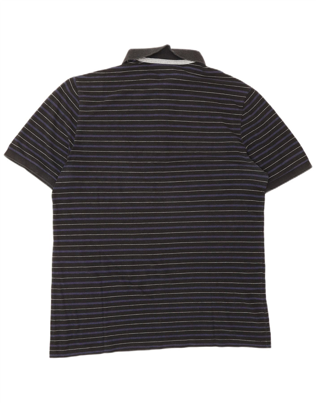 Lacoste Mens Polo Shirt Size 6 XL Navy Blue Striped Lyocell