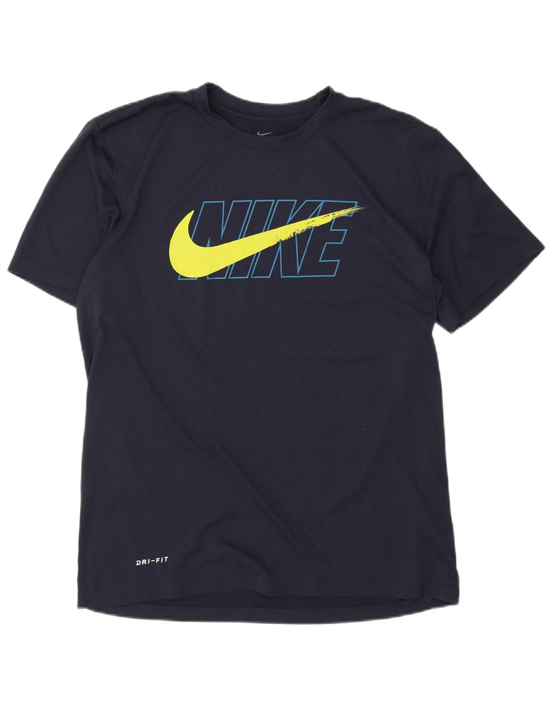 Nike Mens Dri Fit Graphic T-Shirt Top Medium Navy Blue Polyester