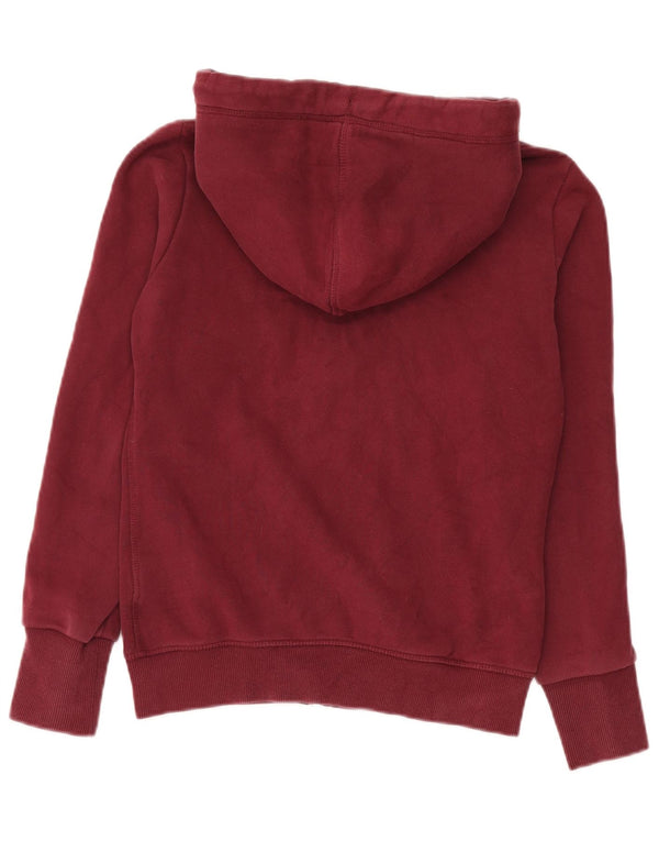 Superdry Womens Oversized Zip Hoodie Sweater UK 10 Small Burgundy Cotton