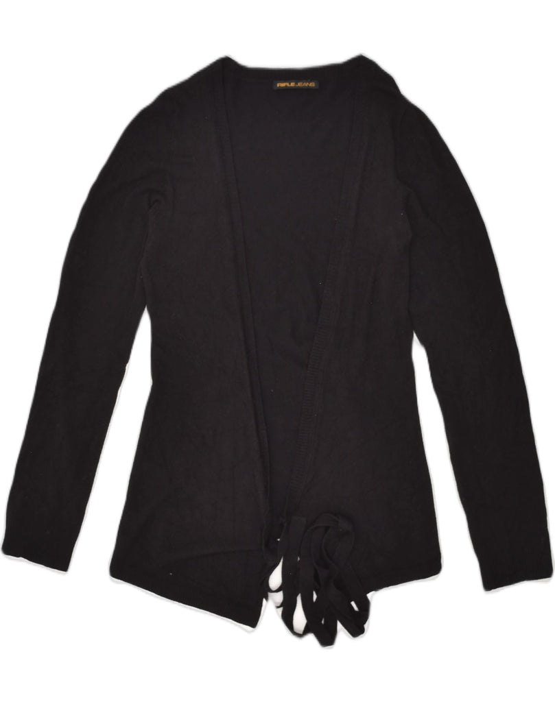 RIFLE Womens Cardigan Sweater UK 12 Medium Black Nylon | Vintage Rifle | Thrift | Second-Hand Rifle | Used Clothing | Messina Hembry 