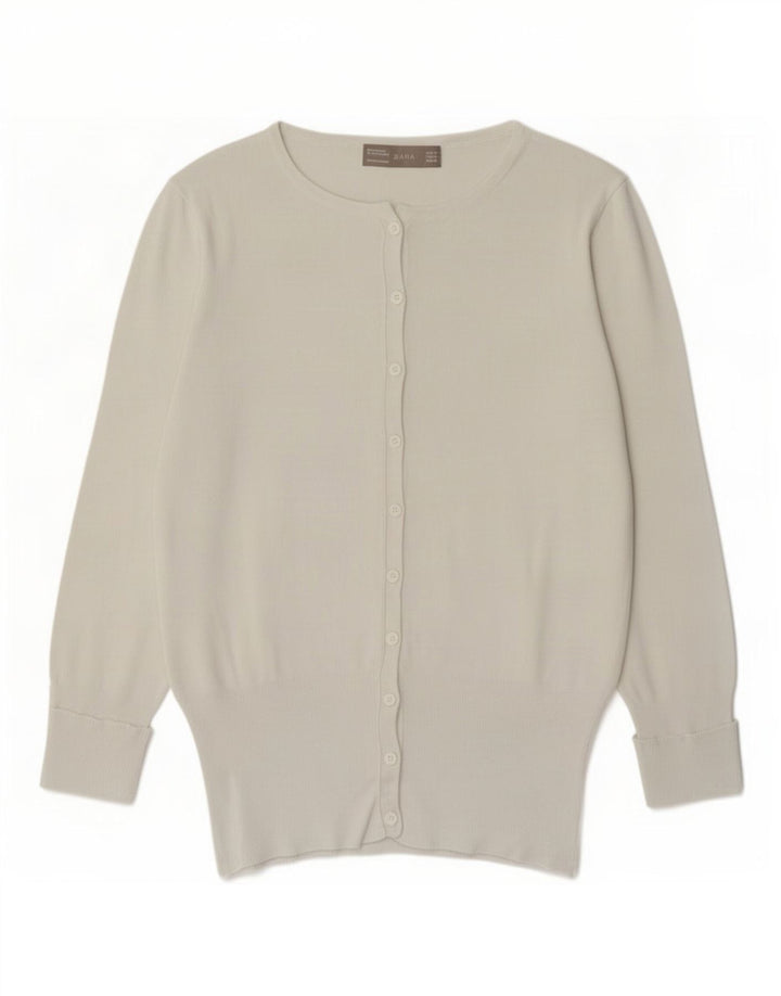 Zara Womens Cardigan Sweater UK 12 Medium White Viscose