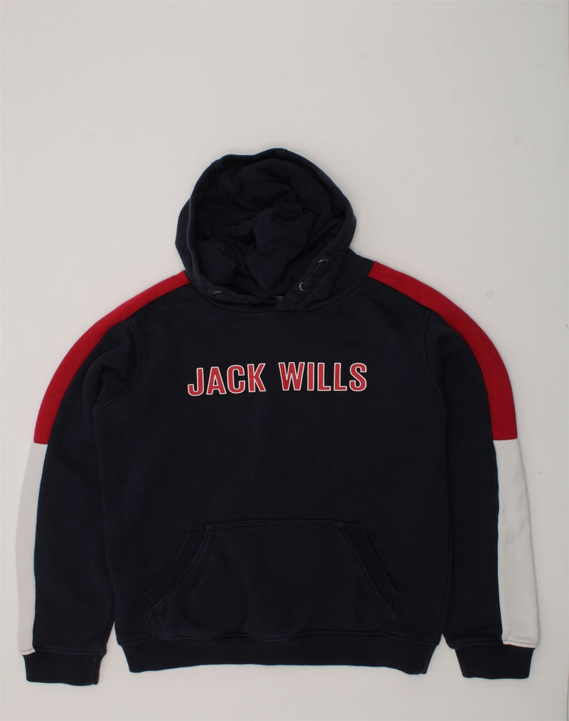 JACK WILLS Boys Graphic Hoodie Jumper 10-11 Years Navy Blue Cotton | Vintage Jack Wills | Thrift | Second-Hand Jack Wills | Used Clothing | Messina Hembry 