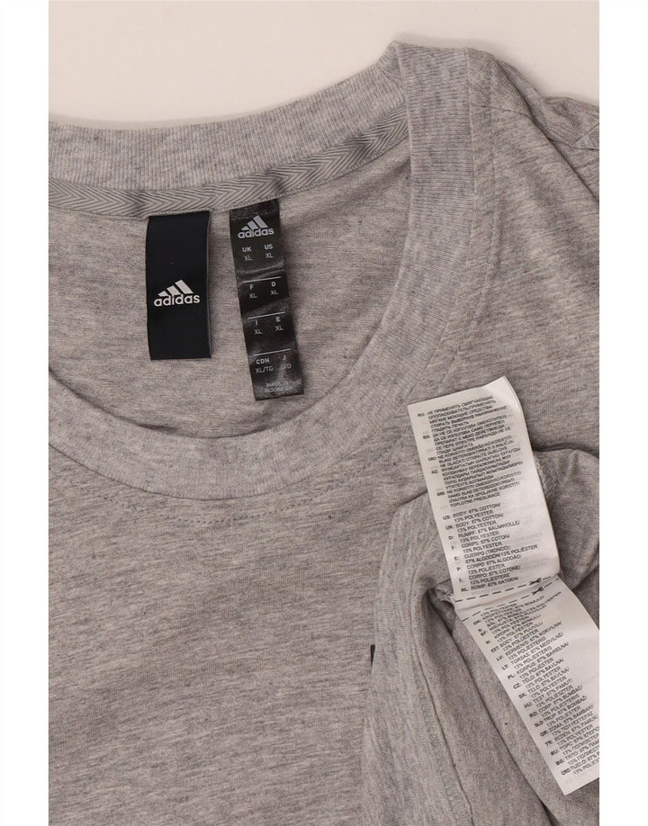 Adidas Mens T-Shirt Top XL Grey Flecked Cotton