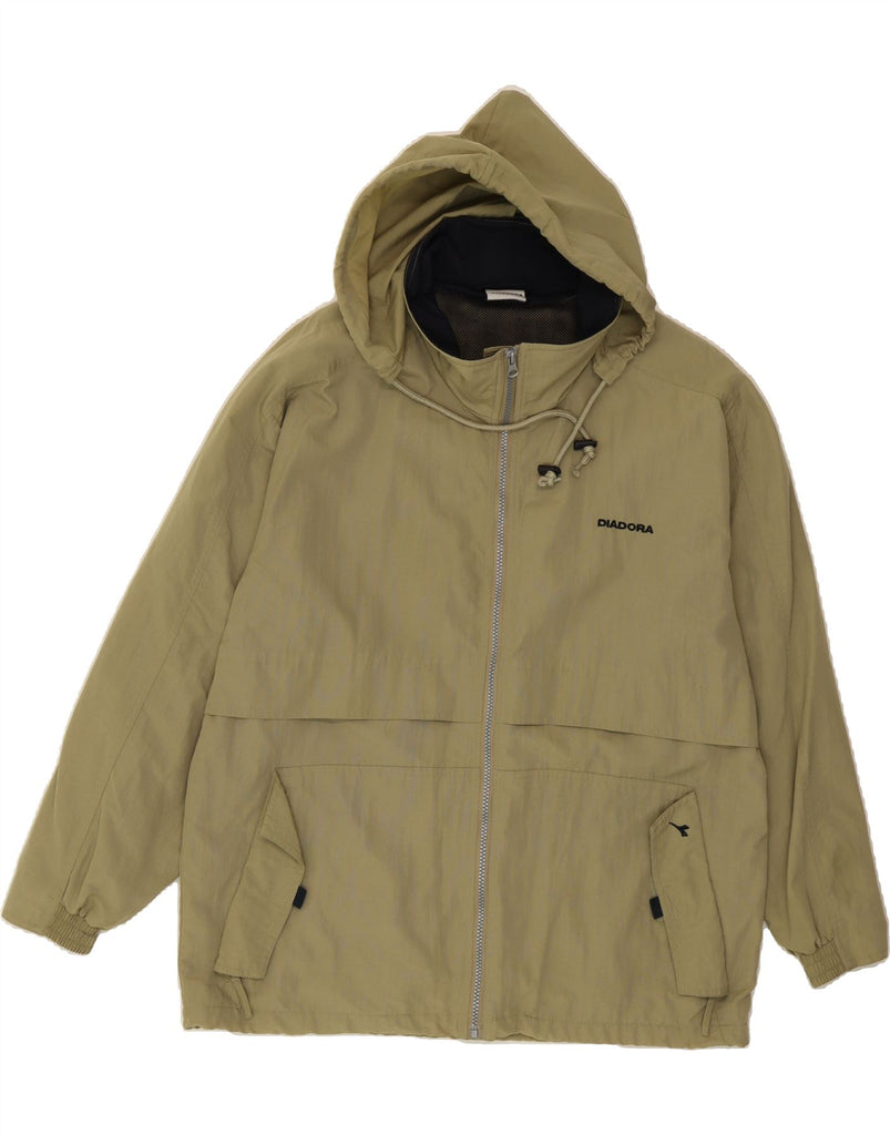 DIADORA Mens Hooded Rain Jacket UK 40 Large Beige Polyamide Vintage Diadora and Second-Hand Diadora from Messina Hembry 