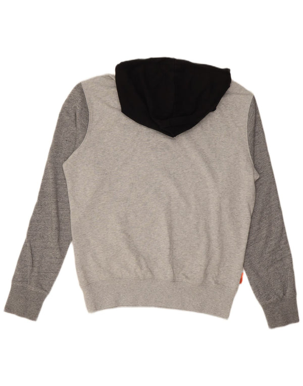 SUPERDRY Mens Hoodie Jumper Large Grey Colourblock Cotton
