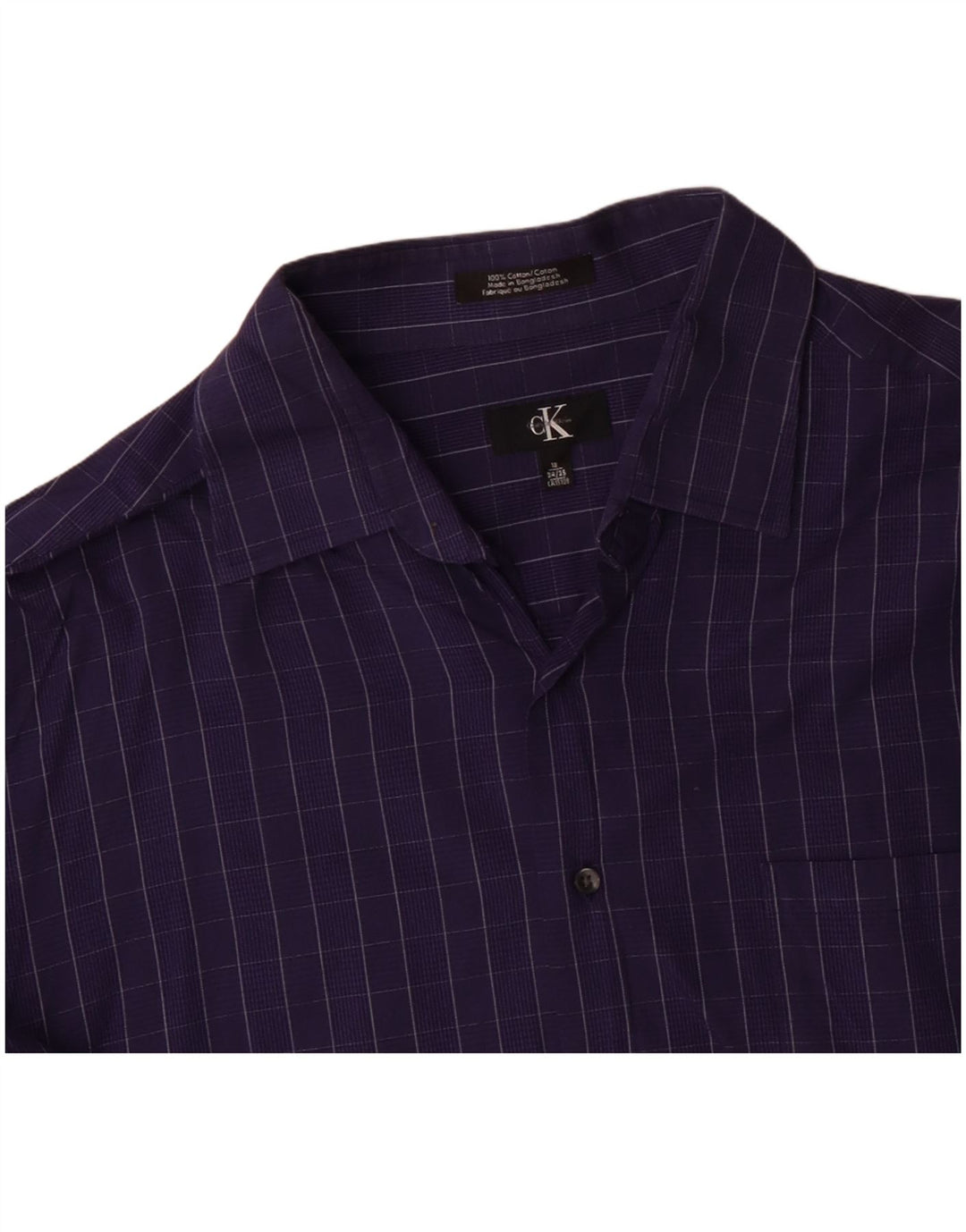 CALVIN KLEIN Mens Shirt Size 18 2XL Purple Check Cotton