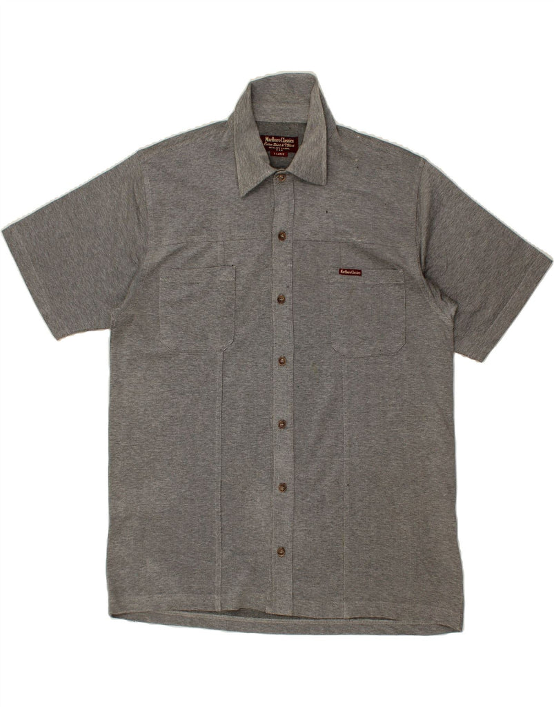 MARLBORO CLASSICS Mens Short Sleeve Shirt XL Grey Cotton Vintage Marlboro Classics and Second-Hand Marlboro Classics from Messina Hembry 