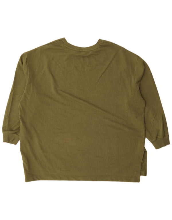 Marks & Spencer Womens 3/4 Sleeve Sweatshirt Jumper UK 20 2XL Khaki
