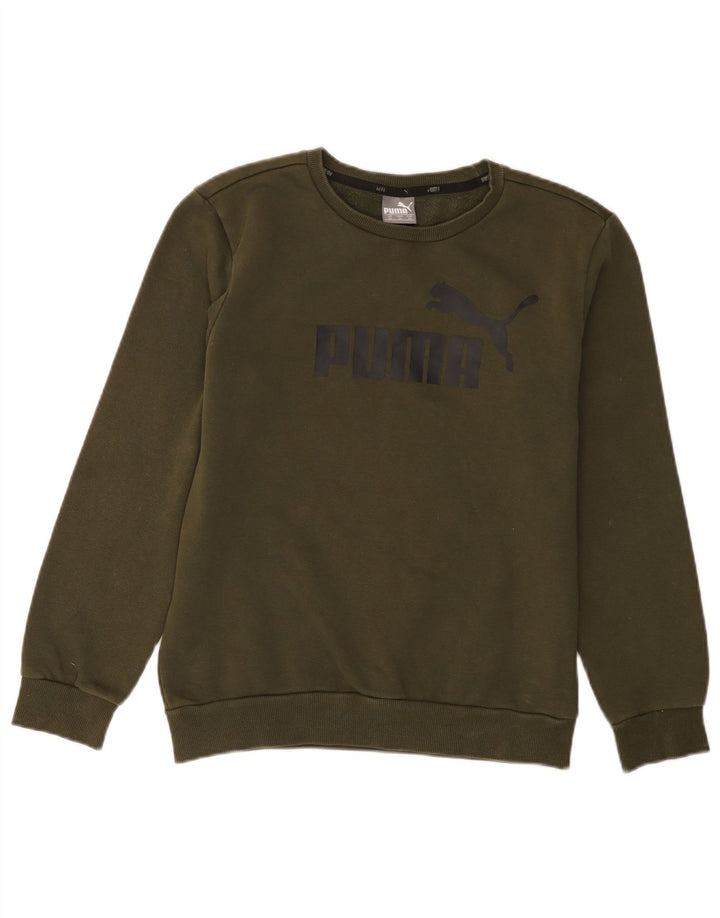 Puma Mens Graphic Sweatshirt Jumper XS Khaki Cotton