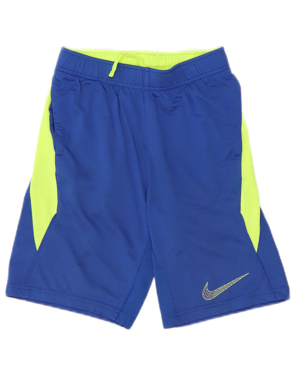 Nike Boys Dri Fit Sport Shorts 8-9 Years Small Blue Colourblock Polyester