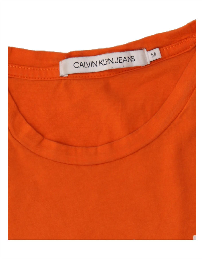 CALVIN KLEIN JEANS Mens Graphic T-Shirt Top Medium Orange Cotton Vintage Calvin Klein Jeans and Second-Hand Calvin Klein Jeans from Messina Hembry 