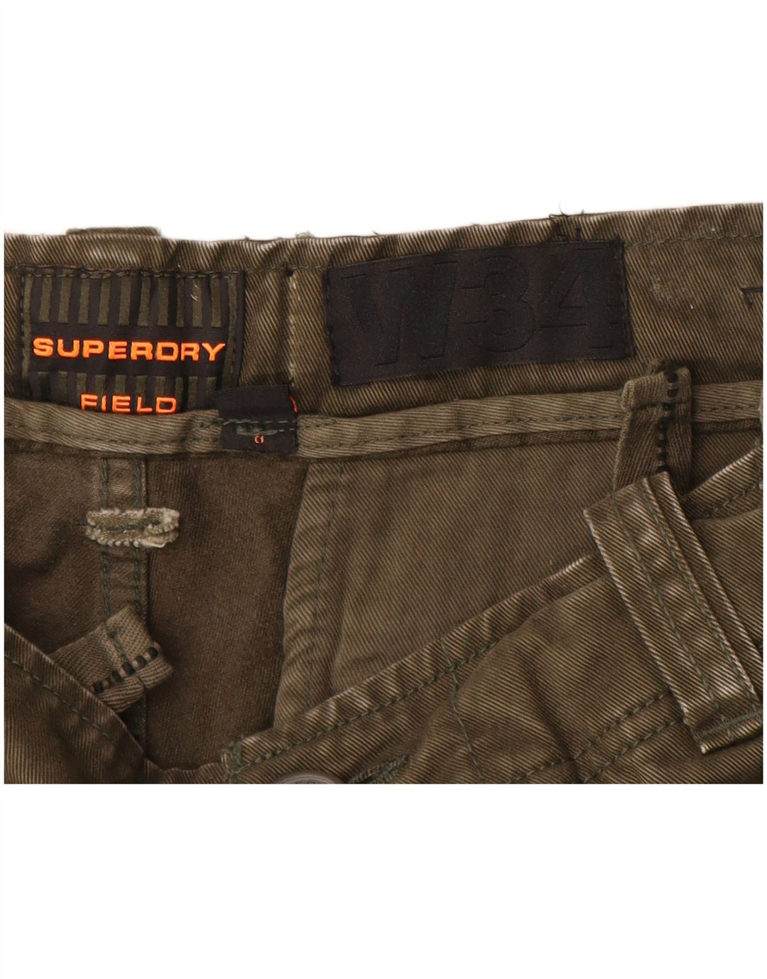 Superdry Mens Cargo Shorts W34 Large Khaki Cotton Army