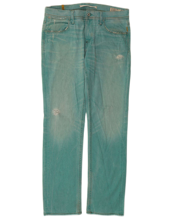 Meltin' Pot Mens Straight Jeans W33 L32 Green Cotton