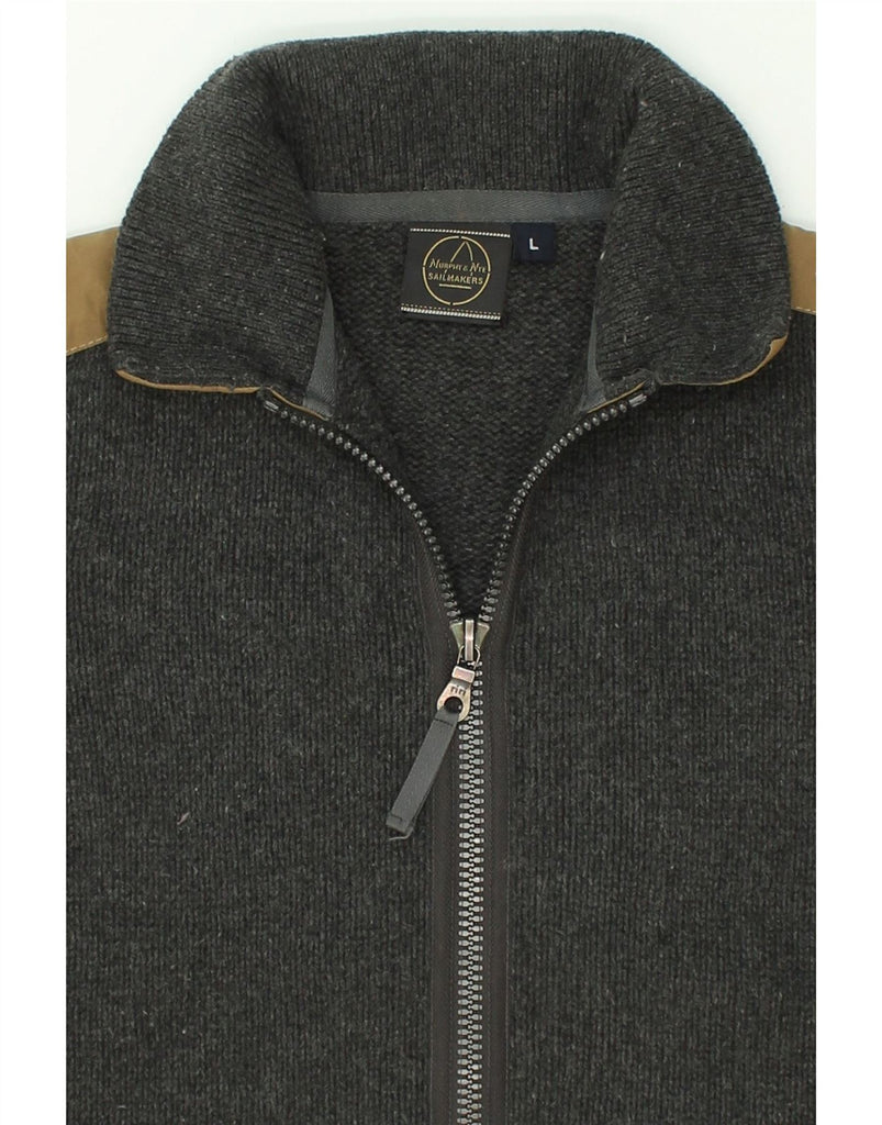 MURPHY & NYE Mens Cardigan Sweater Large Grey Colourblock Wool | Vintage Murphy & Nye | Thrift | Second-Hand Murphy & Nye | Used Clothing | Messina Hembry 
