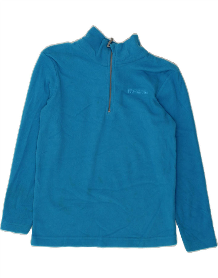 MOUNTAIN WAREHOUSE Boys Zip Neck Fleece Jumper 9-10 Years Blue Polyester Vintage Mountain Warehouse and Second-Hand Mountain Warehouse from Messina Hembry 
