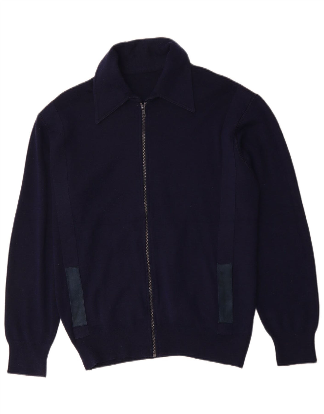 Vintage Mens Cardigan Sweater Medium Navy Blue Wool