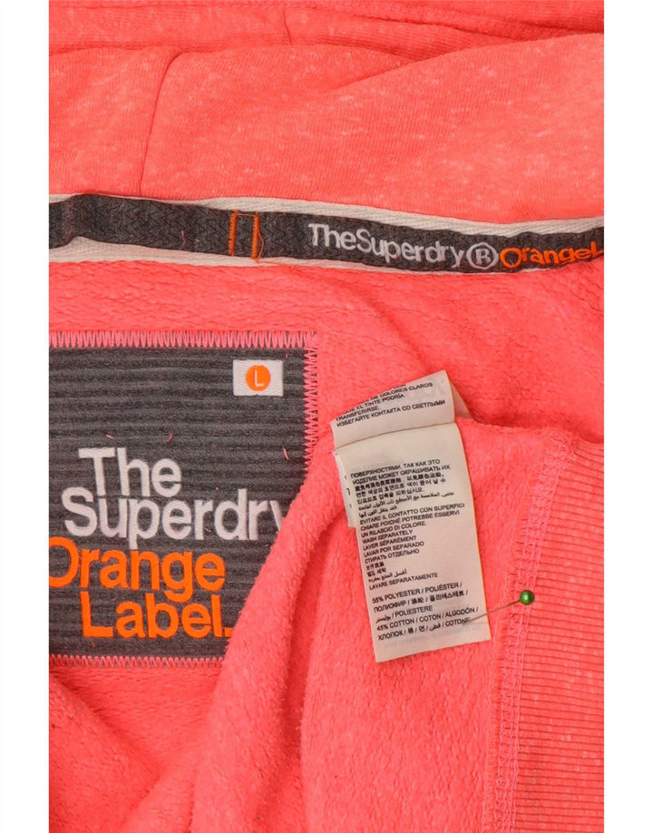 Superdry Womens Zip Hoodie Sweater UK 16 Large Pink Polyester