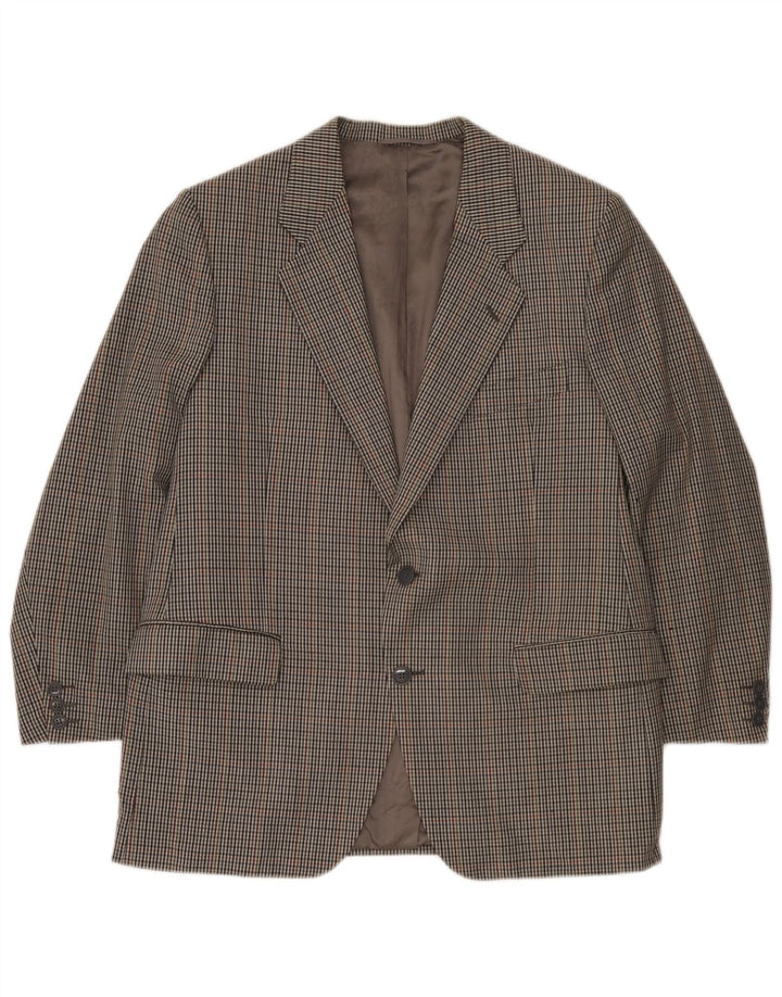 Vintage Mens 2 Button Blazer Jacket UK 38 Medium Grey Houndstooth