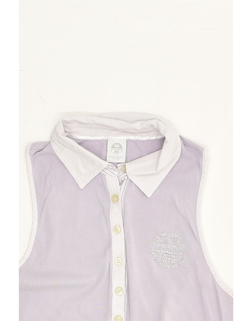 NORTH SAILS Womens Sleeveless Polo Shirt UK 14 Large Purple Cotton | Vintage North Sails | Thrift | Second-Hand North Sails | Used Clothing | Messina Hembry 