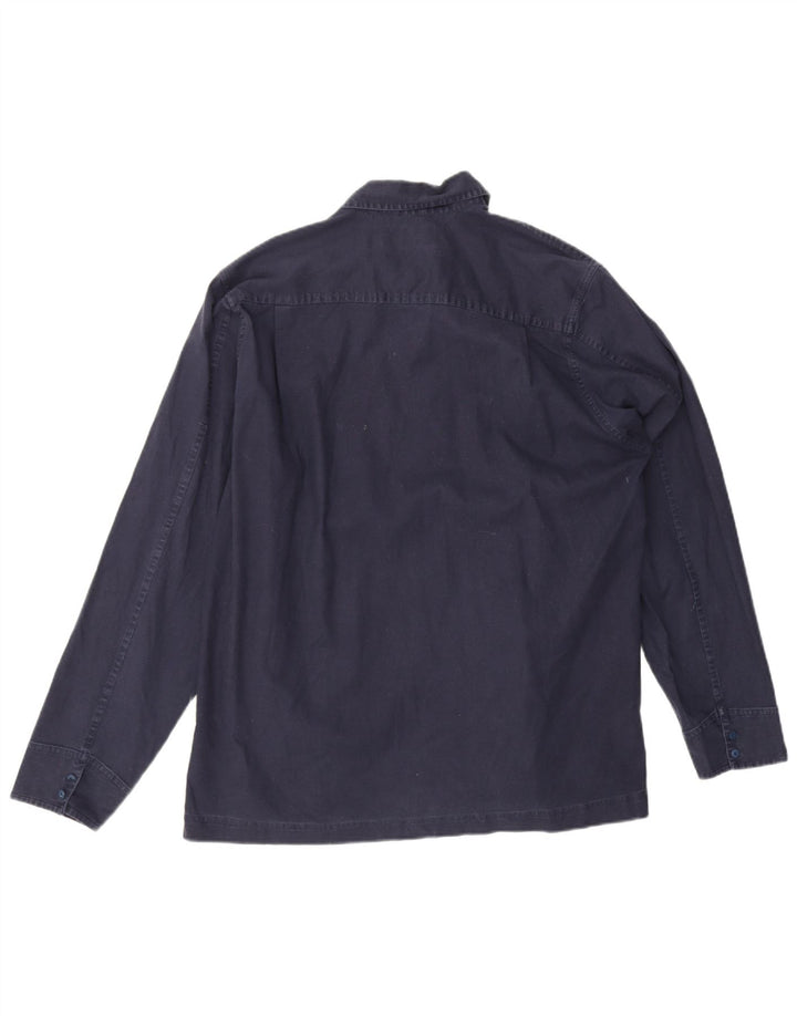 Timberland Mens Shirt Large Navy Blue Linen