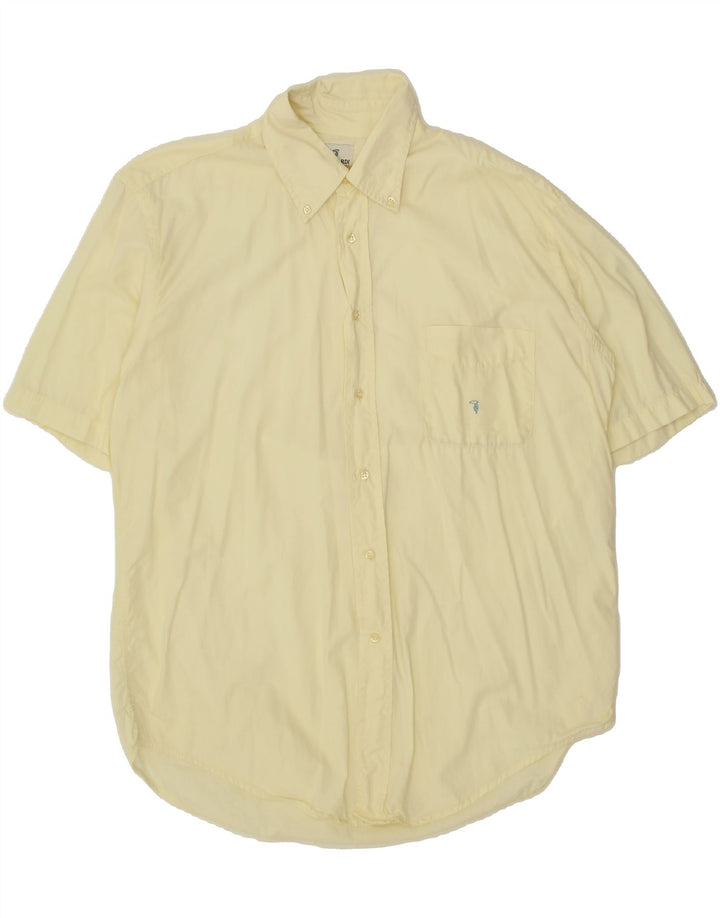 TRUSSARDI Mens Short Sleeve Shirt Large Yellow Vintage Trussardi and Second-Hand Trussardi from Messina Hembry 