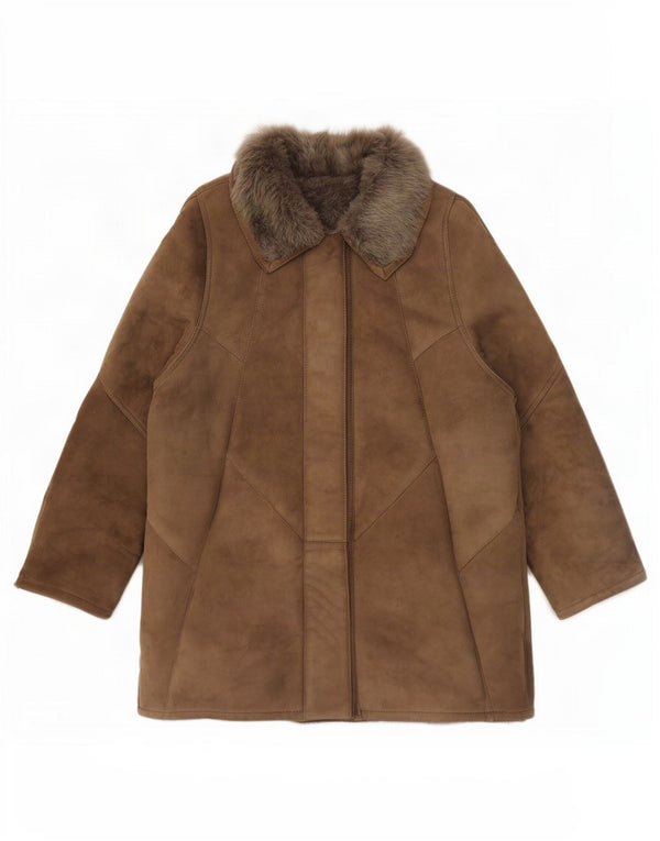 Vintage Womens Shearling Jacket EU 46 XL Brown
