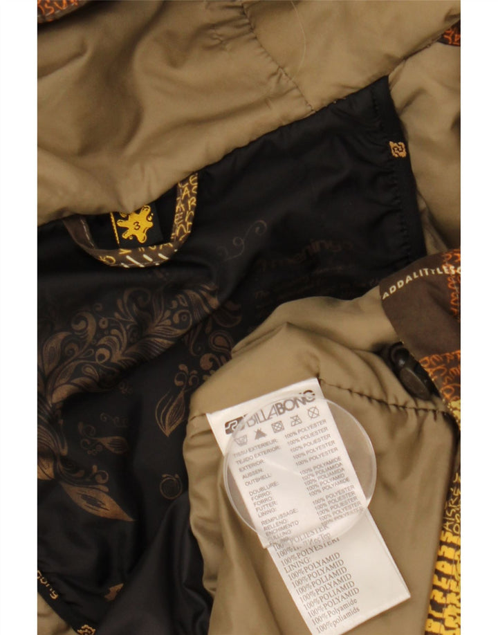 Billabong Womens Hooded Windbreaker Jacket Size 3 Small Brown Check