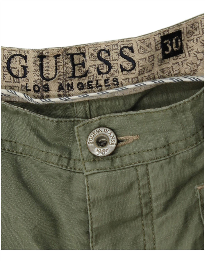 Guess Mens Cargo Shorts W30 Medium Khaki Cotton