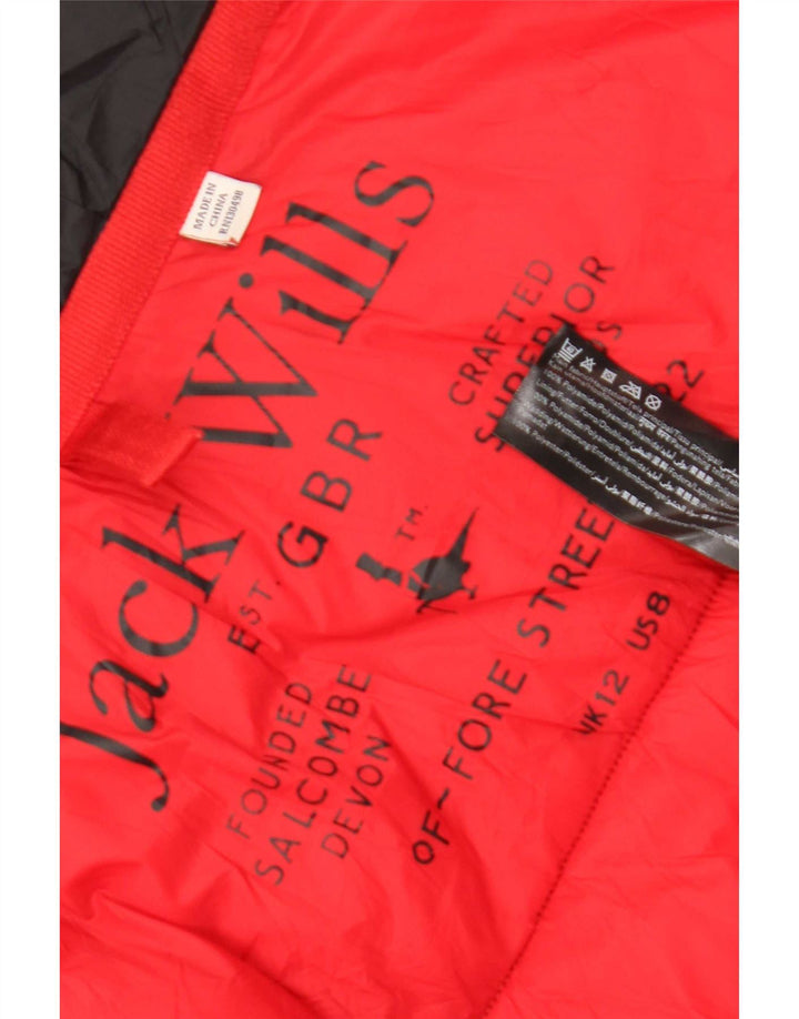 Jack Wills Womens Hooded Padded Jacket UK 12 Medium Black Polyamide