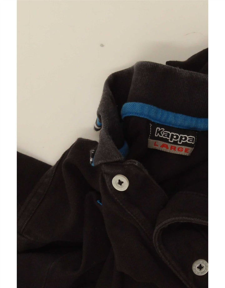 Kappa Mens Polo Shirt Large Black Striped
