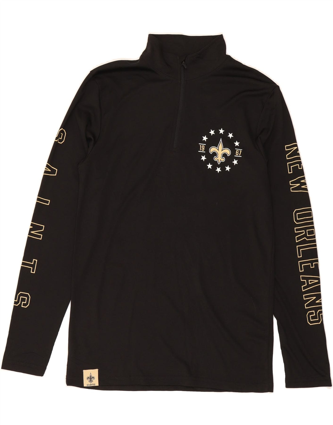 NFL TEAM APPAREL Mens Graphic Zip Neck Pullover Tracksuit Top Small Black Vintage NFL TEAM APPAREL and Second-Hand NFL TEAM APPAREL from Messina Hembry 