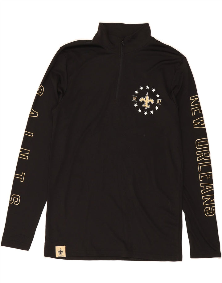 NFL TEAM APPAREL Mens Graphic Zip Neck Pullover Tracksuit Top Small Black Vintage NFL TEAM APPAREL and Second-Hand NFL TEAM APPAREL from Messina Hembry 